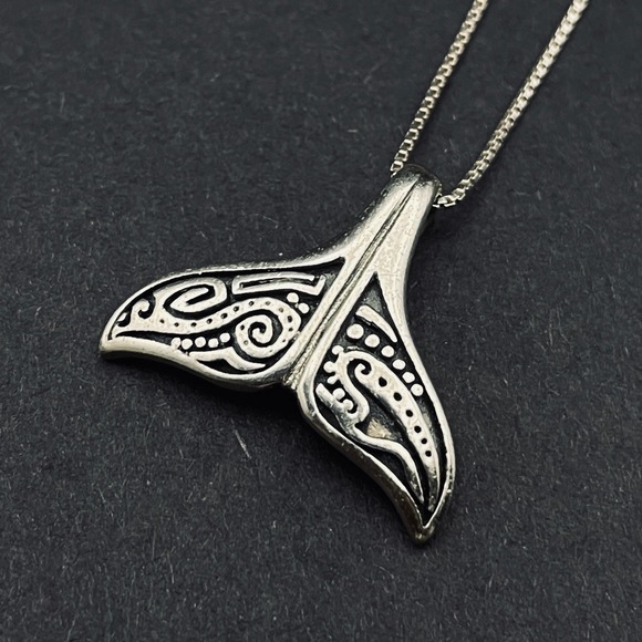 Peter Stone Co. Jewelry - Sterling Silver Aboriginal Orca Whale Tail Necklace Unisex Peter Stone Co PSCL